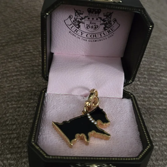Vintage Juicy Couture Black and Gold Dog Charm Pendant